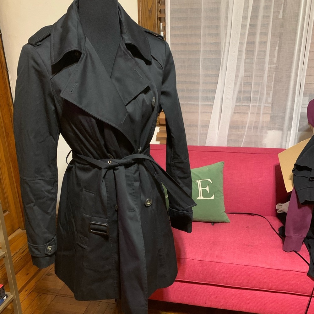 asos black rain trench coat size 10
